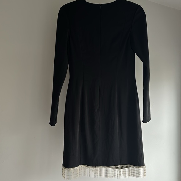 Mac Duggal LONG SLEEVE ASYMMETRICAL BEADED FRINGE HEM MINI DRESS - Picture 10 of 17